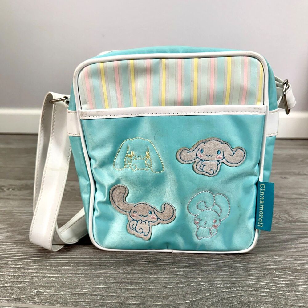2008 Sanrio Cinnamoroll Crossbody Bag Purse San-X Japan Baby Blue Striped FLAWS